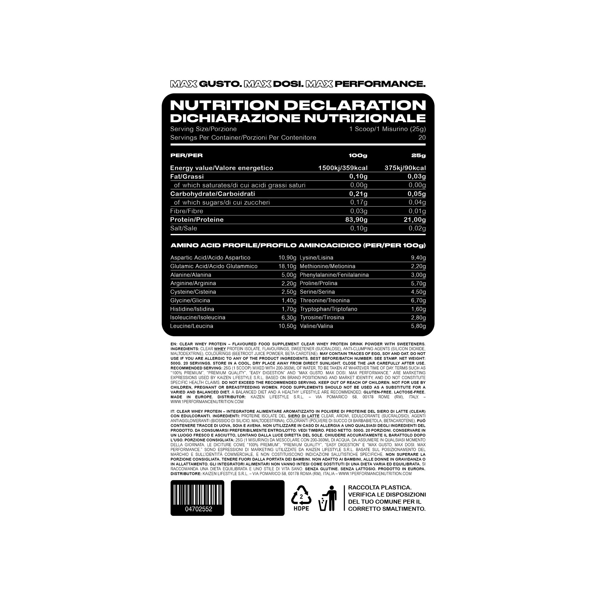 +1© PREMIUM CLEAR WHEY PROTEIN (500g)